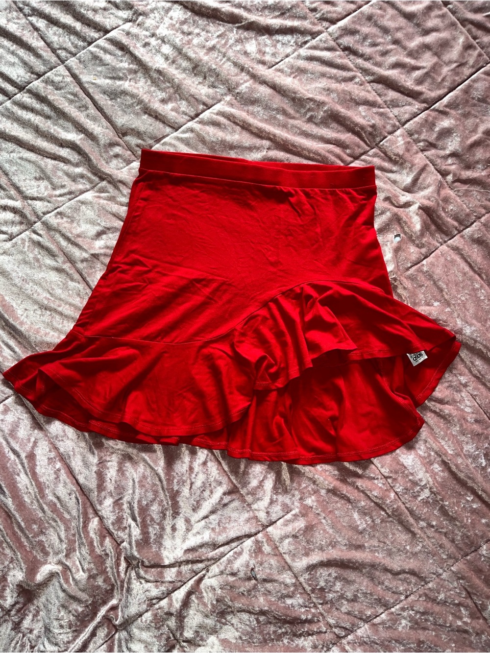 ASOS Red Ruffle-Hem Mini Skirt